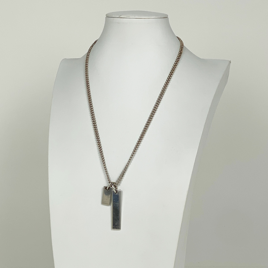 GUCCI - グッチ ロゴ プレート ネックレス シルバー925 【中古 GUCCI - グッチ ロゴ プレート ネックレス シルバー925 【中古