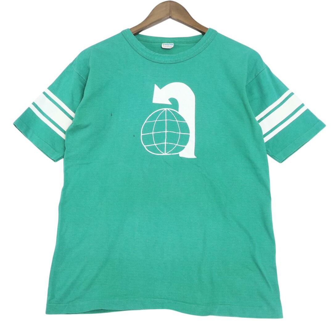 Champion - 70年代 USA製 Champion チャンピオン フットボールTシャツ バータグ エメラルドグリーン (メンズ X-LARGE) 中古 古着 A4394