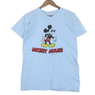 70年代 ディズニー オフィシャル MICKEY MOUSE ミッキーマウス 半袖Ｔシャツ 染込 ホワイト (メンズ S相当) 中古 古着 A4414(Tシャツ/カットソー(半袖/袖なし))