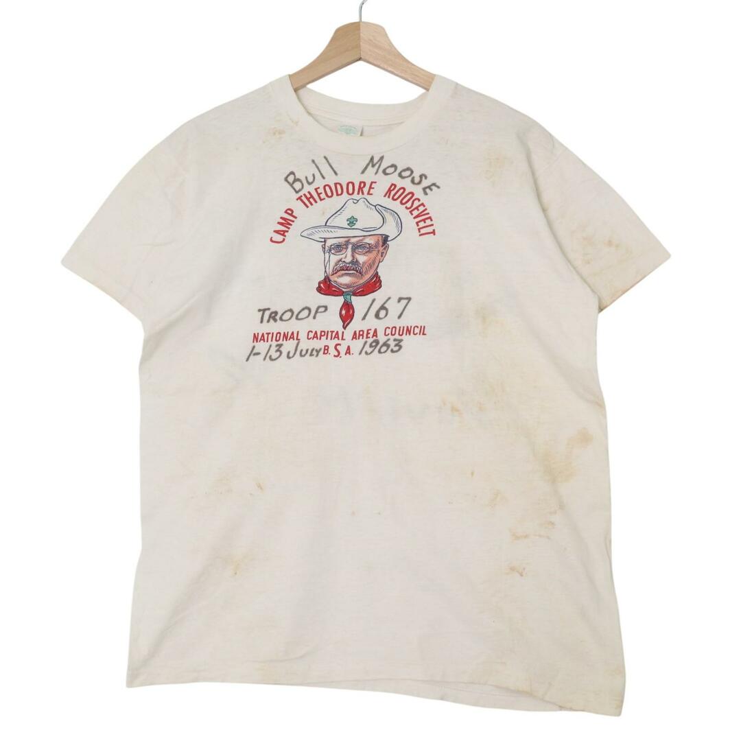 60年代 B.S.A ボーイスカウト 半袖Ｔシャツ ヴィンテージ ホワイト（メンズ L ）中古 古着 A4616