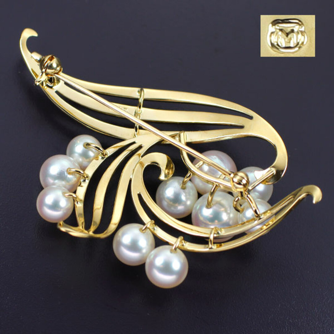 MIKIMOTO - ミキモト K18YG アコヤ真珠 ブローチ 径約5.4-7.6mm MIKIMOTO - ミキモト K18YG アコヤ真珠 ブローチ 径約5.4-7.6mm