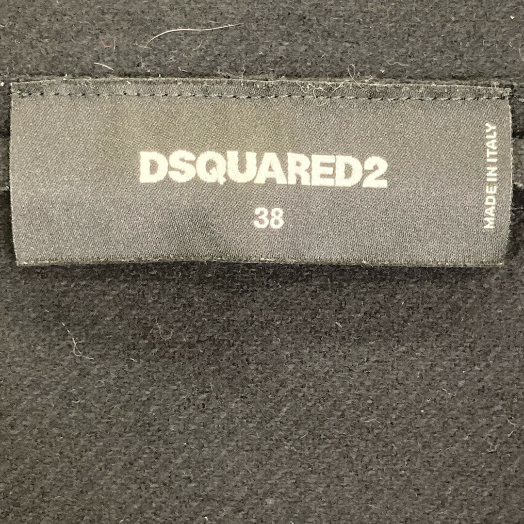 DSQUARED2 - ディースクエアード ブラック 襟ムートン ウールショート丈コート 38 DSQUARED2 - ディースクエアード ブラック 襟ムートン ウールショート丈コート 38