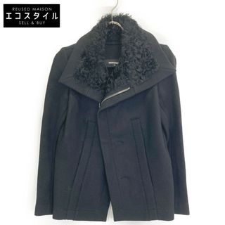 DSQUARED2 - ディースクエアード ブラック 襟ムートン ウールショート丈コート 38 DSQUARED2 - ディースクエアード ブラック 襟ムートン ウールショート丈コート 38