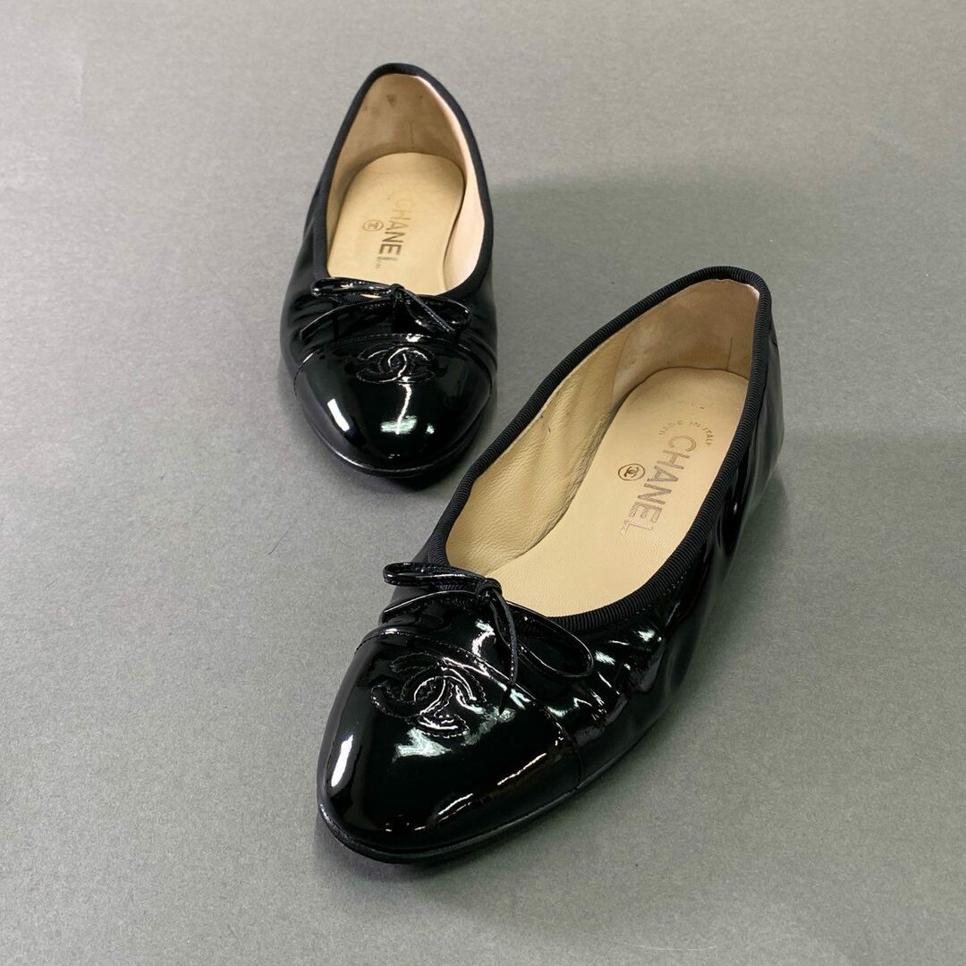CHANEL - 3d14 CHANEL シャネル ココマーク エナメル バレエ CHANEL - 3d14 CHANEL シャネル ココマーク エナメル バレエ