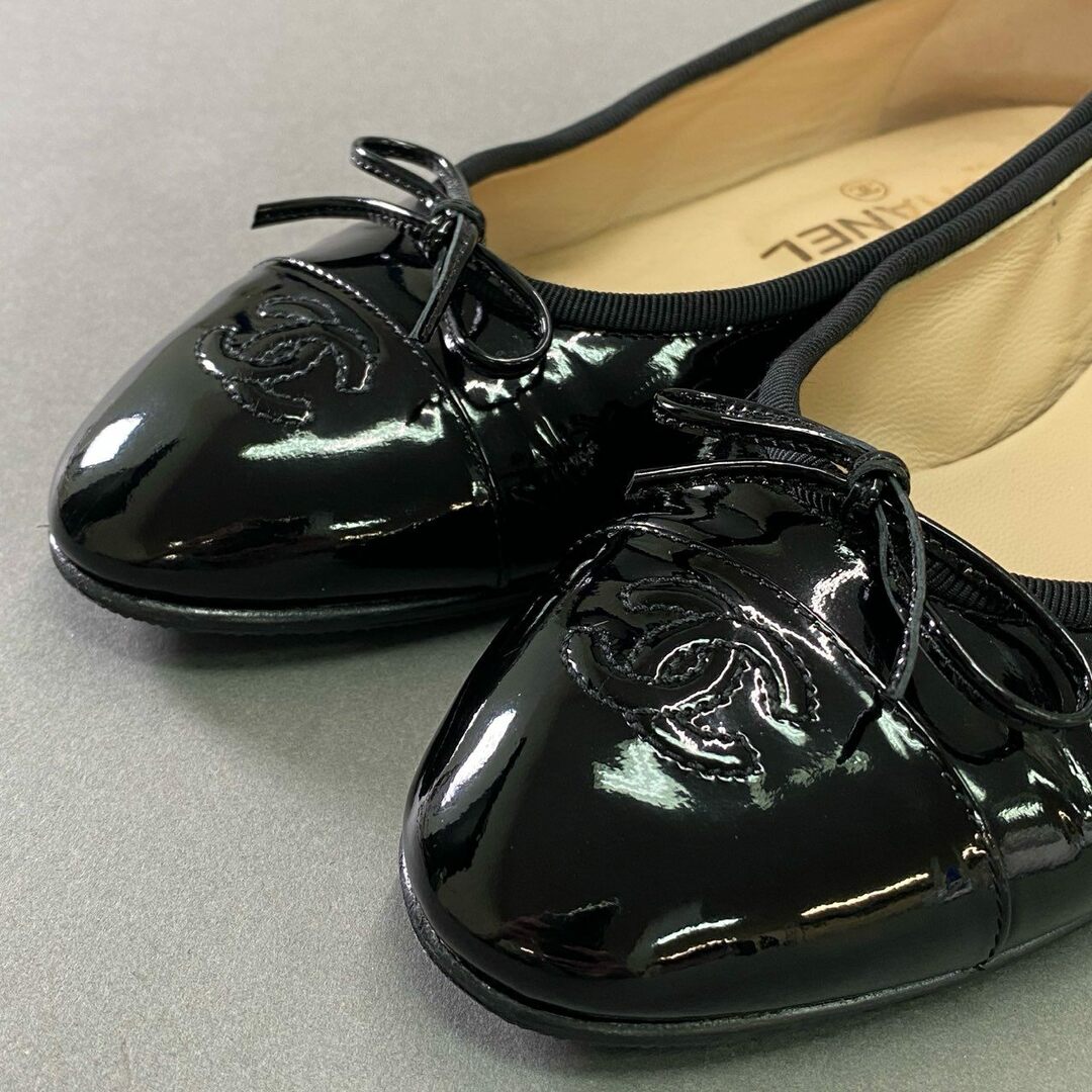 CHANEL - 3d14 CHANEL シャネル ココマーク エナメル バレエ CHANEL - 3d14 CHANEL シャネル ココマーク エナメル バレエ