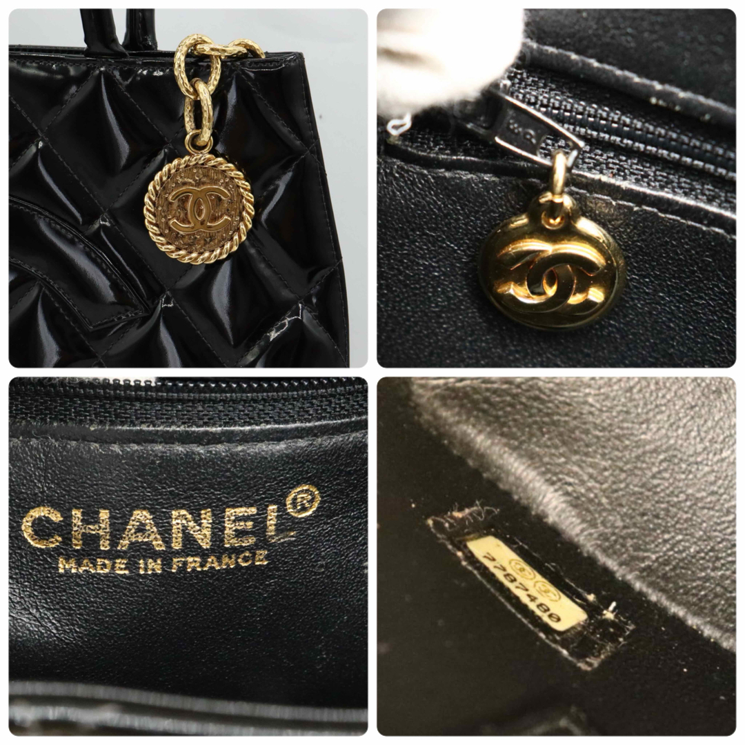 CHANEL - 美品 シャネル エナメル 復刻トートバッグ ブラックの CHANEL - 美品 シャネル エナメル 復刻トートバッグ ブラックの