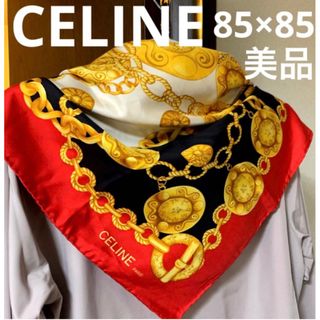 CELINE - CELINE シルクスカーフ チェーンとコインデザイン 美品 CELINE - CELINE シルクスカーフ チェーンとコインデザイン 美品