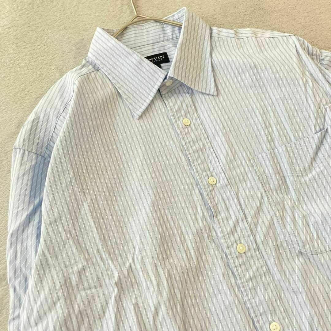LANVIN】ランバン(41-82)ストライプ柄 ビジネス メンズ シャツ LANVIN】ランバン(41-82)ストライプ柄 ビジネス メンズ シャツ