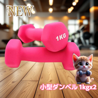 #558 小型 ダンベル 1kg 2個セット ピンク ※北海道沖縄離島配送料別(トレーニング用品)