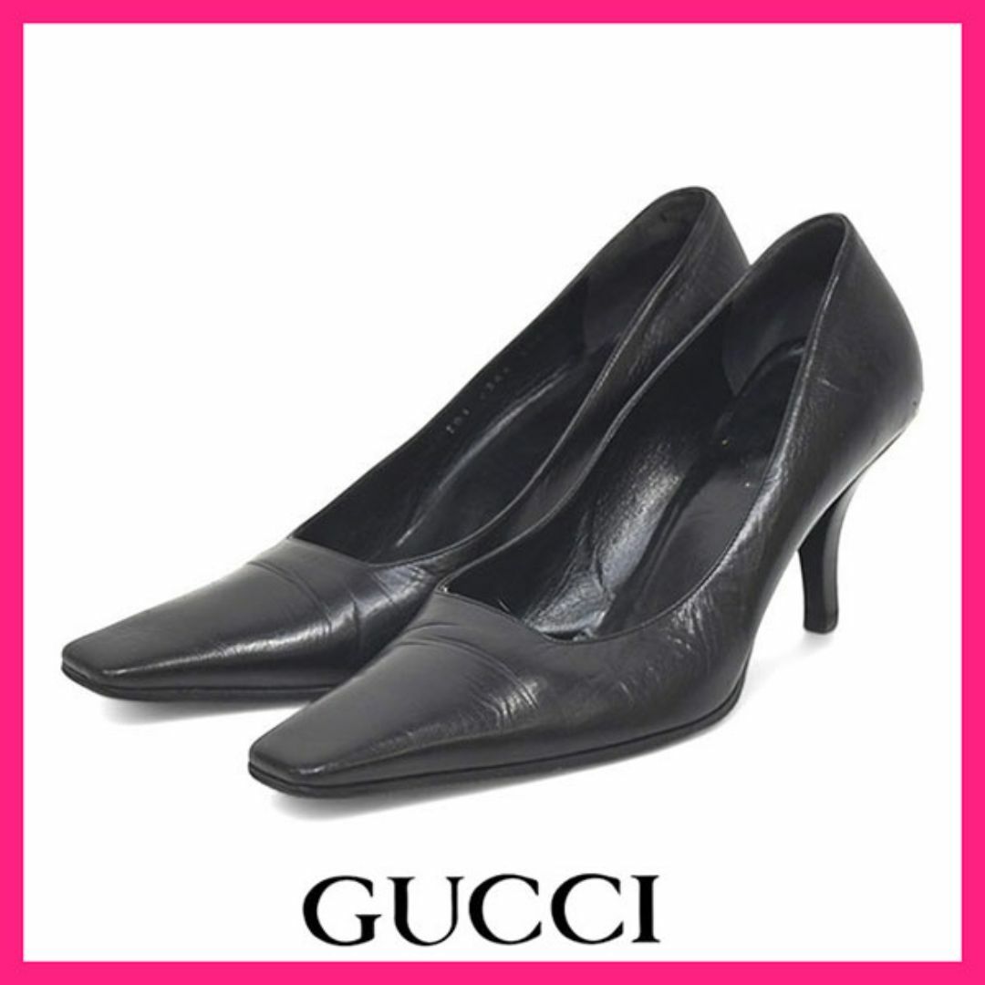 GUCCI - グッチ スクエアトゥ レザー パンプス 38.5C(約25-25.5 GUCCI - グッチ スクエアトゥ レザー パンプス 38.5C(約25-25.5