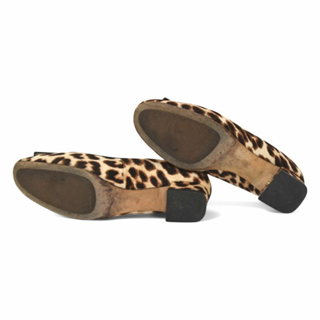 Tory Burch - トリーバーチ Tロゴ ヒョウ柄 ハラコ パンプス 6C Tory Burch - トリーバーチ Tロゴ ヒョウ柄 ハラコ パンプス 6C
