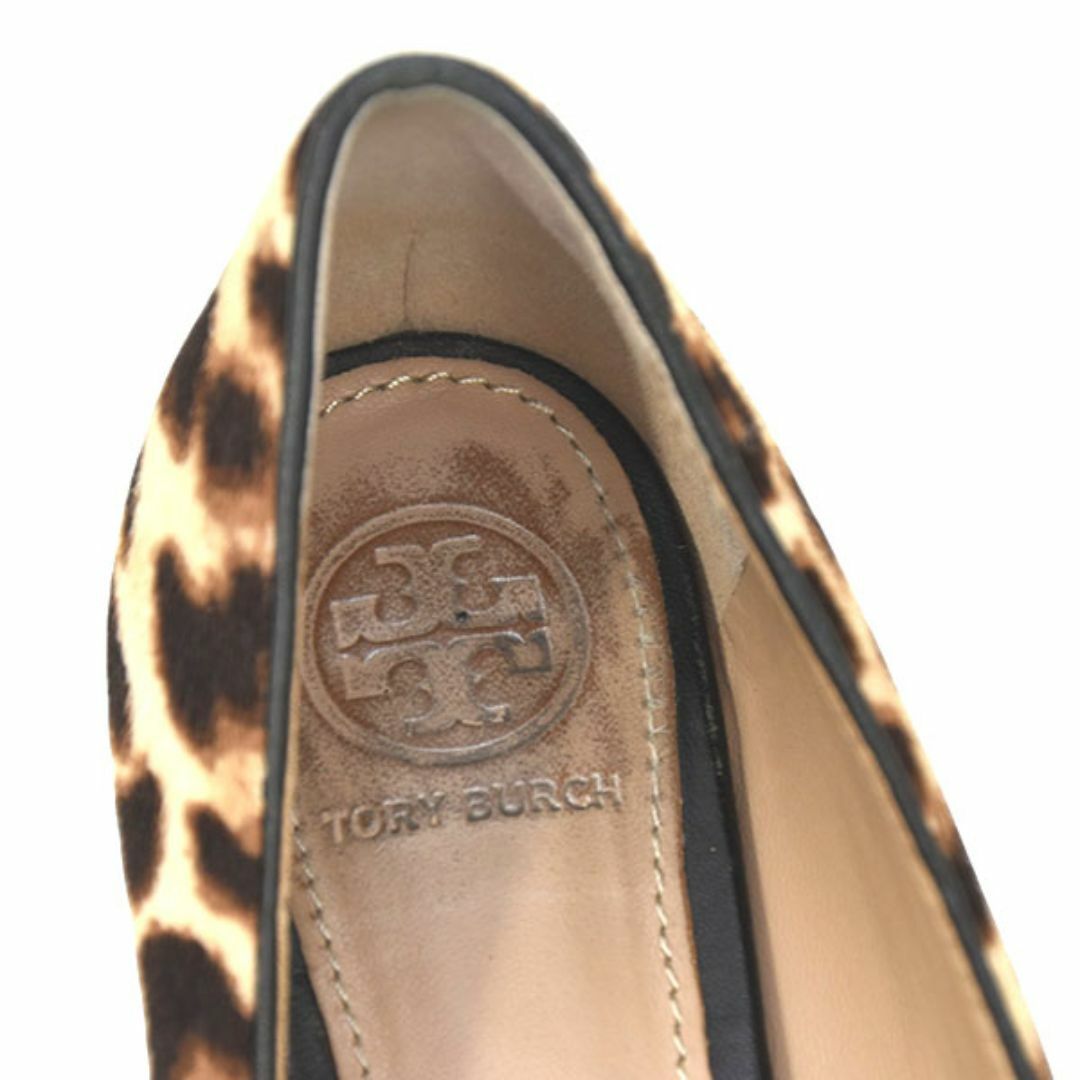 Tory Burch - トリーバーチ Tロゴ ヒョウ柄 ハラコ パンプス 6C Tory Burch - トリーバーチ Tロゴ ヒョウ柄 ハラコ パンプス 6C