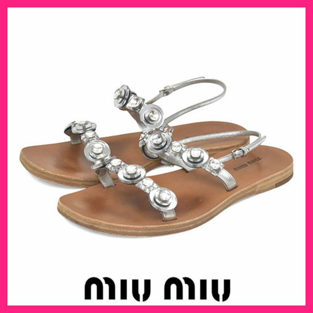 MIU MIU - ミュウミュウ ラインストーン サンダル 37(約24cm)の MIU MIU - ミュウミュウ ラインストーン サンダル 37(約24cm)の