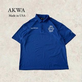 AKWA アクワ 刺繍ポロシャツ テキサス航空団体 USA製 2XL(Tシャツ/カットソー(半袖/袖なし))