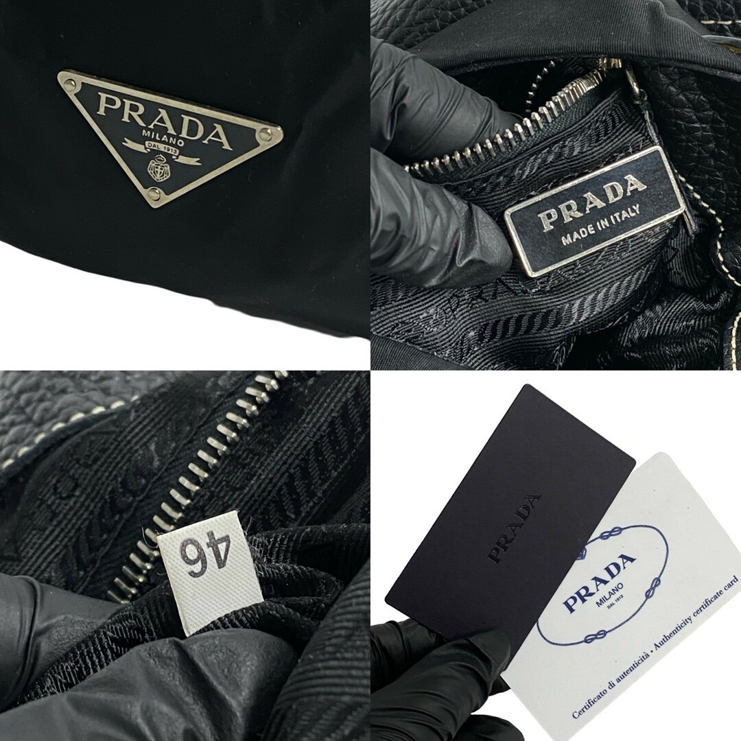 PRADA - 極 美品 PRADA プラダ 三角ロゴ プレート 金具 レザー PRADA - 極 美品 PRADA プラダ 三角ロゴ プレート 金具 レザー