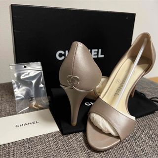 CHANEL - CHANEL確実正規品ココマークオープントゥパンプス36 CHANEL - CHANEL確実正規品ココマークオープントゥパンプス36