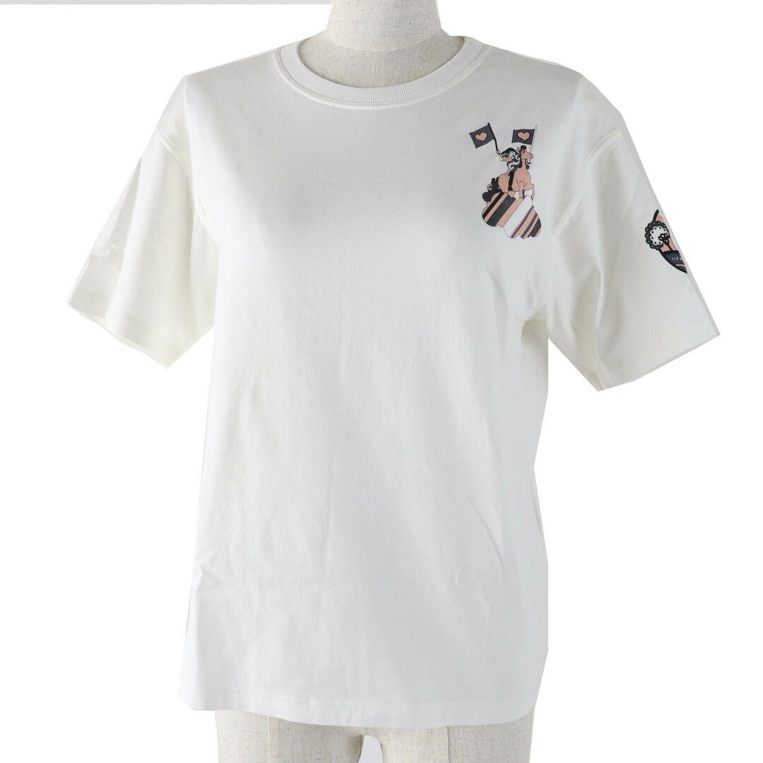 HERMES - 極美品◎HERMES エルメス 22SS 2E4602DU FAUBOURG RAINBOW フォーブルレインボー カルトゥッシュ マイクロ コットン 半袖Ｔシャツ ホワイト 34 フランス製 正規品 レディース