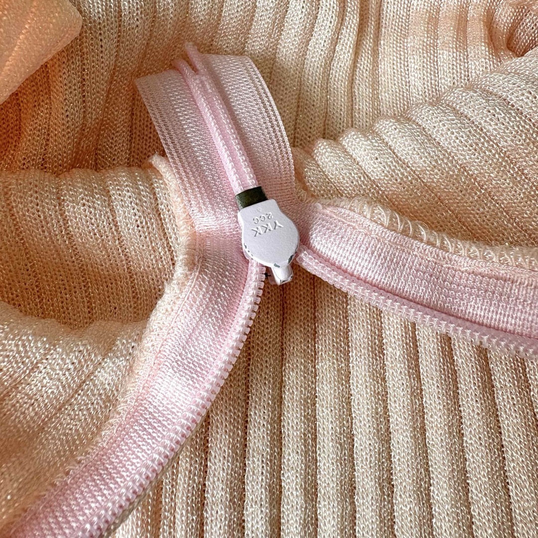 Courreges - クレージュ ナイロンリブ 半袖ボトルネックニット Courreges - クレージュ ナイロンリブ 半袖ボトルネックニット