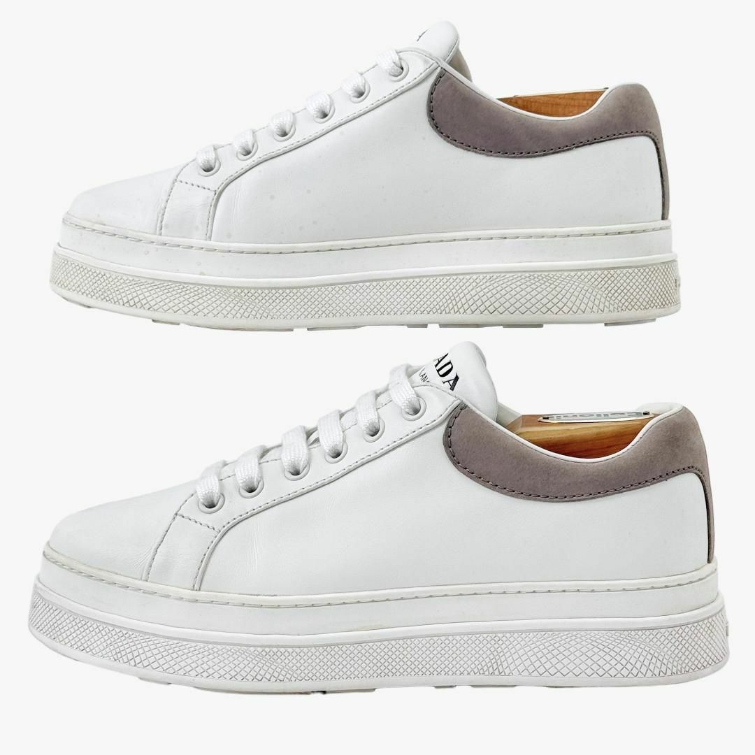 PRADA - プラダ PRADA 厚底 スニーカー 36.5 23.5 白 グレー 箱 PRADA - プラダ PRADA 厚底 スニーカー 36.5 23.5 白 グレー 箱