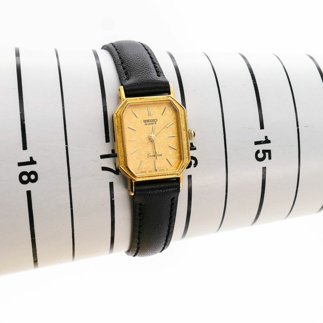 SEIKO - 稼働 SEIKO EXCELINE 腕時計 14金ベゼル 新品レザー 632 SEIKO - 稼働 SEIKO EXCELINE 腕時計 14金ベゼル 新品レザー 632