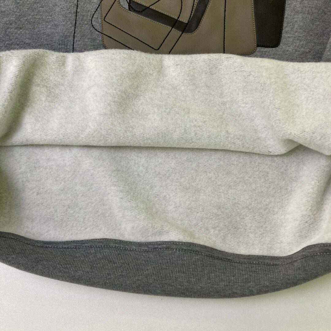 HERMES - HERMES エルメス スウェット レザーパッチ グレー系 L HERMES - HERMES エルメス スウェット レザーパッチ グレー系 L