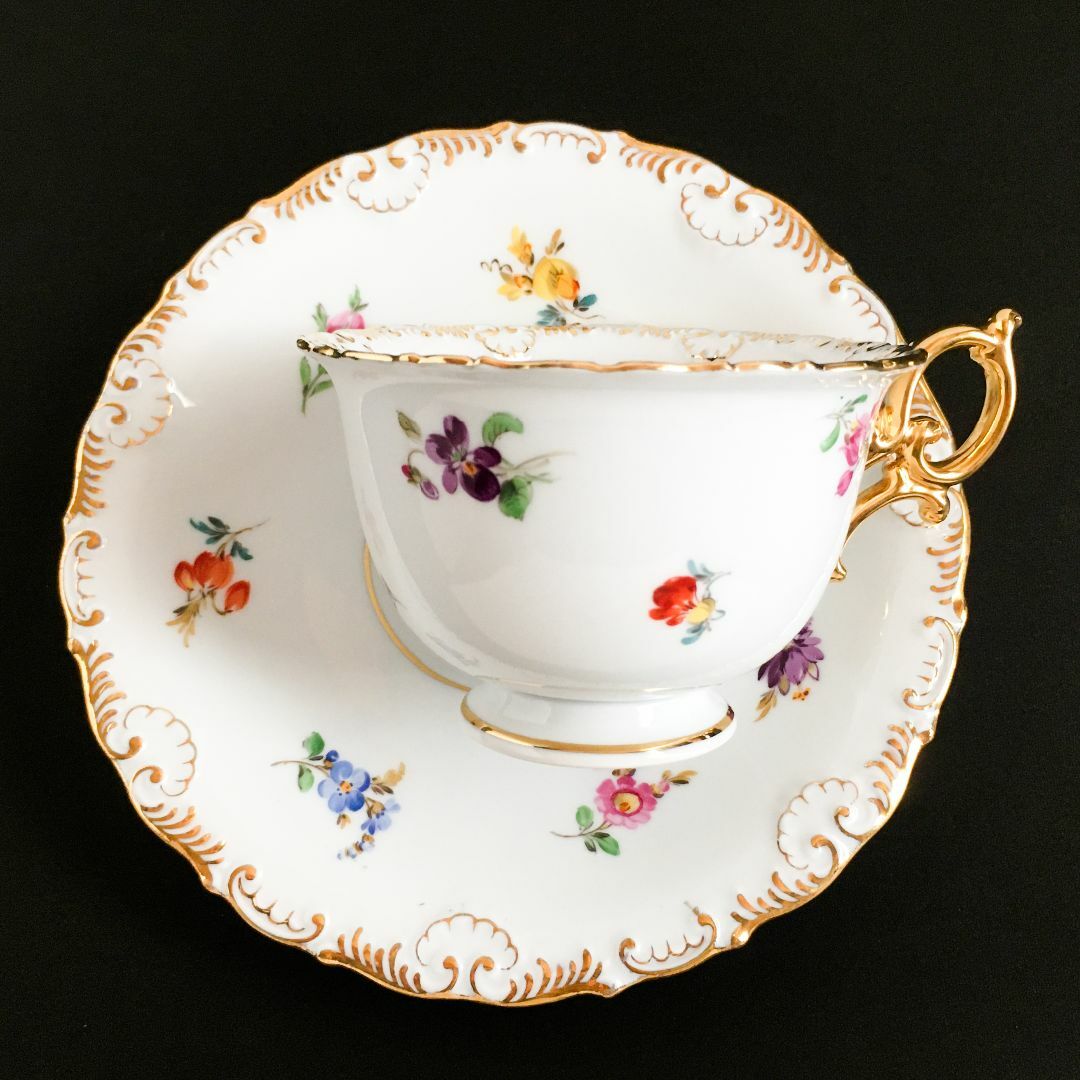 MEISSEN - 古マイセン 金彩 小花散らし文 シェルレリーフ縁取り MEISSEN - 古マイセン 金彩 小花散らし文 シェルレリーフ縁取り