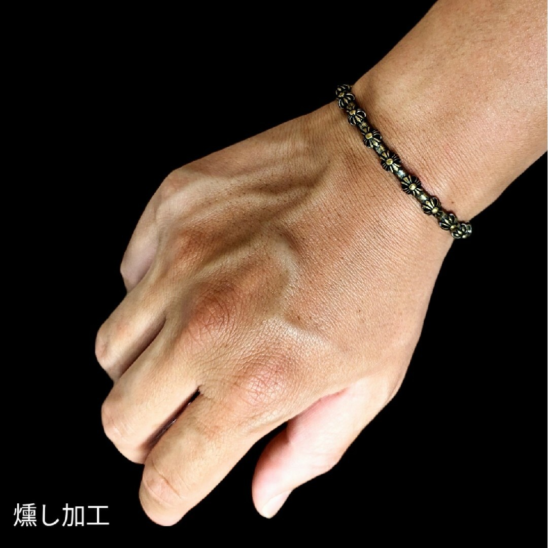 VINTAGE - 真鍮無垢 燻し加工 クロス リベット ブラス バングル VINTAGE - 真鍮無垢 燻し加工 クロス リベット ブラス バングル