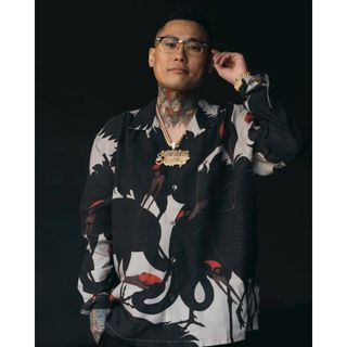 WACKO MARIA - GAKKIN × BUDSPOOL 廻り花 L/S HAWAIIAN SHIRTの WACKO MARIA - GAKKIN × BUDSPOOL 廻り花 L/S HAWAIIAN SHIRTの