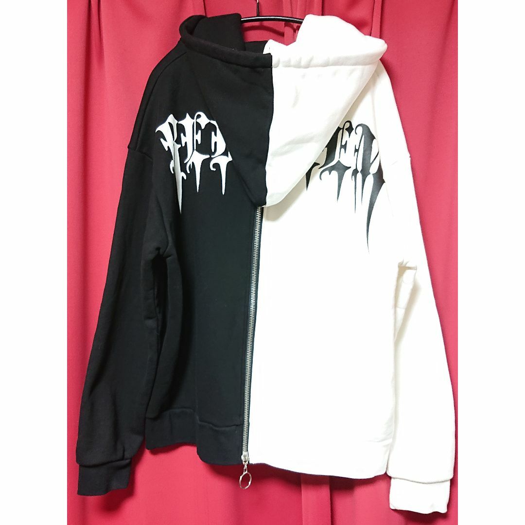 REFLEM - 【REFLEM】レフレム バックZIPバイカラーパーカー 黒白 REFLEM - 【REFLEM】レフレム バックZIPバイカラーパーカー 黒白