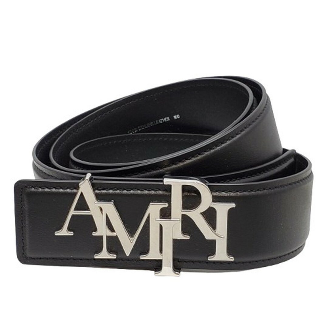 AMIRI - AMIRI アミリ ロゴバックル レザーベルト 皮革 ブラック AMIRI - AMIRI アミリ ロゴバックル レザーベルト 皮革 ブラック