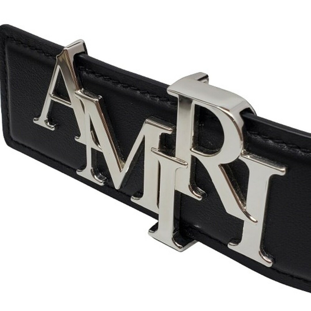 AMIRI - AMIRI アミリ ロゴバックル レザーベルト 皮革 ブラック AMIRI - AMIRI アミリ ロゴバックル レザーベルト 皮革 ブラック
