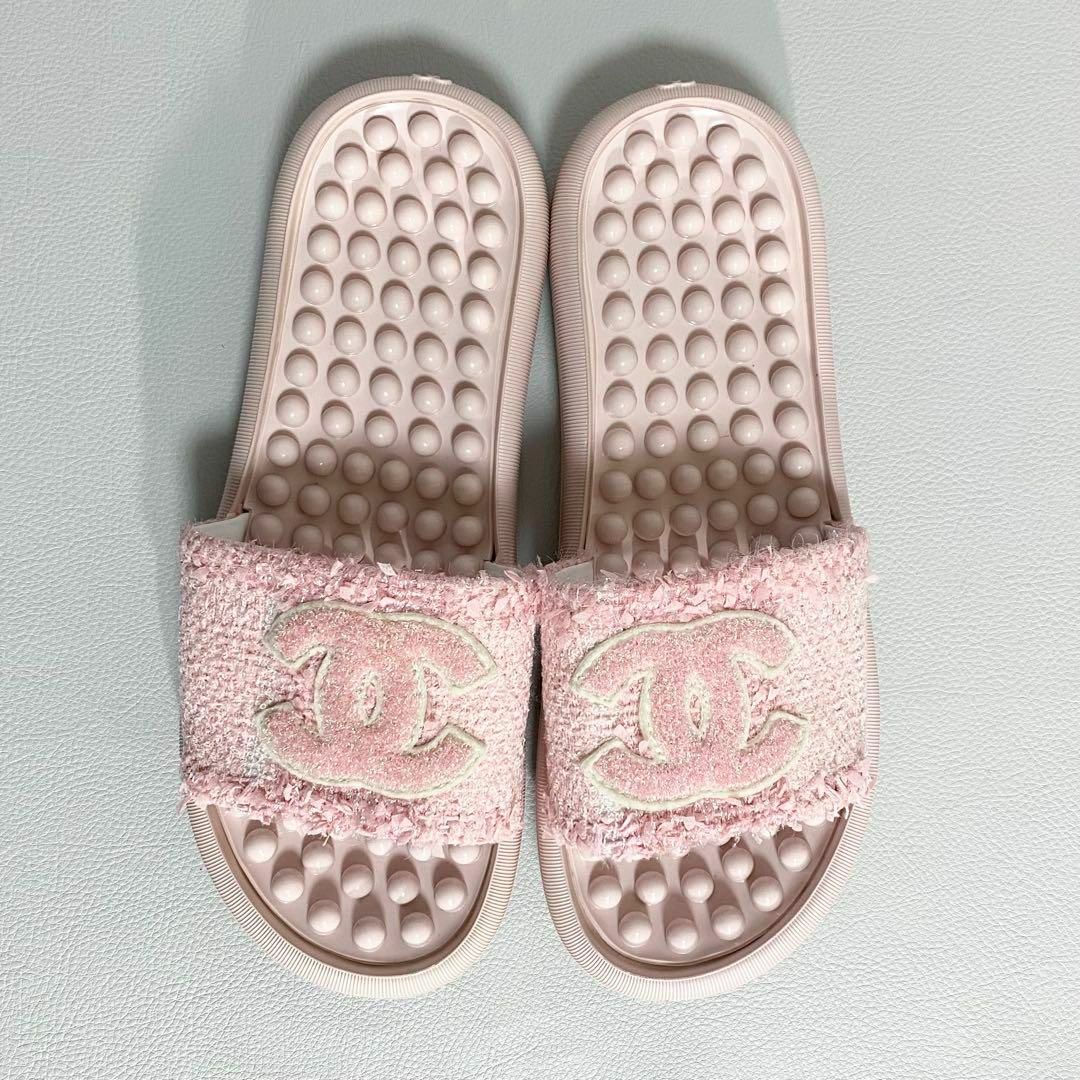 CHANEL - CHANEL / ツイードサンダル 39 ココマーク ピンク CHANEL - CHANEL / ツイードサンダル 39 ココマーク ピンク