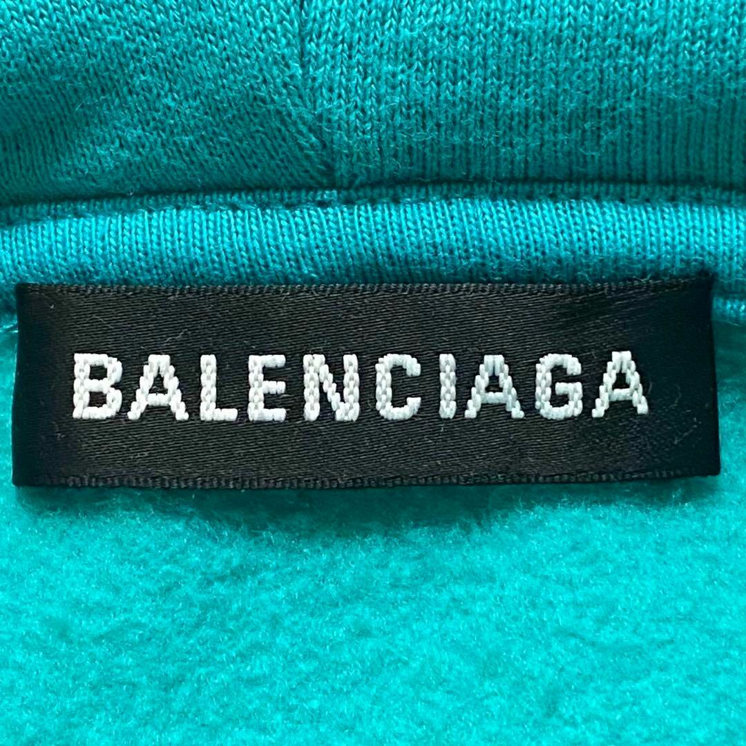 BALENCIAGA - BALENCIAGA / パーカー フードロゴ グリーン S BALENCIAGA - BALENCIAGA / パーカー フードロゴ グリーン S