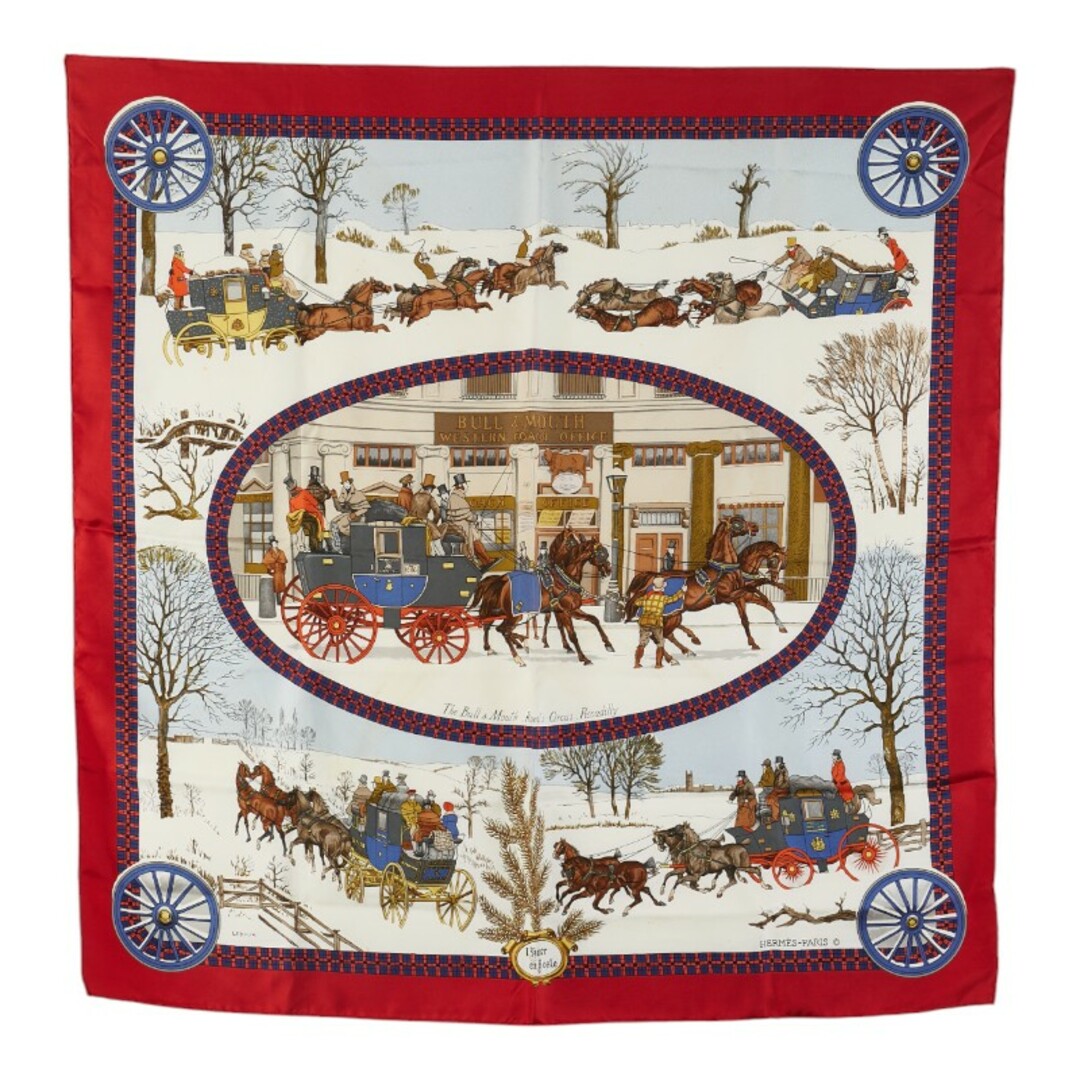 HERMES - エルメス カレ90 LHIVER EN POSTE 冬の郵便馬車 HERMES - エルメス カレ90 LHIVER EN POSTE 冬の郵便馬車