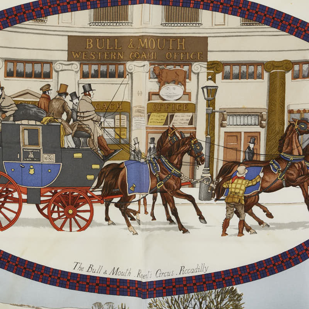 HERMES - エルメス カレ90 LHIVER EN POSTE 冬の郵便馬車 HERMES - エルメス カレ90 LHIVER EN POSTE 冬の郵便馬車