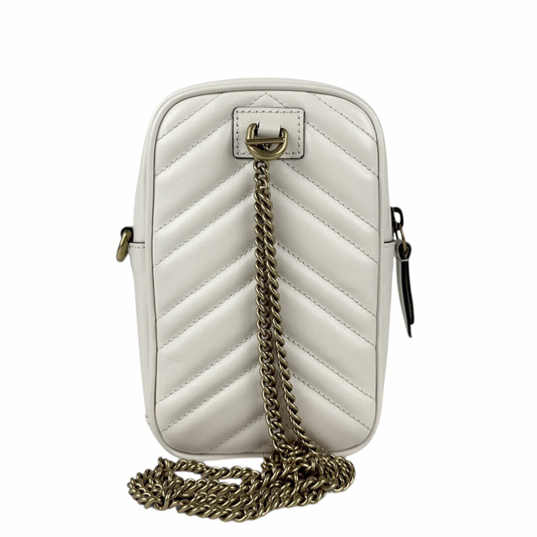 GUCCI - グッチ GUCCI ポーチ GGマーモント レザー ホワイト GUCCI - グッチ GUCCI ポーチ GGマーモント レザー ホワイト
