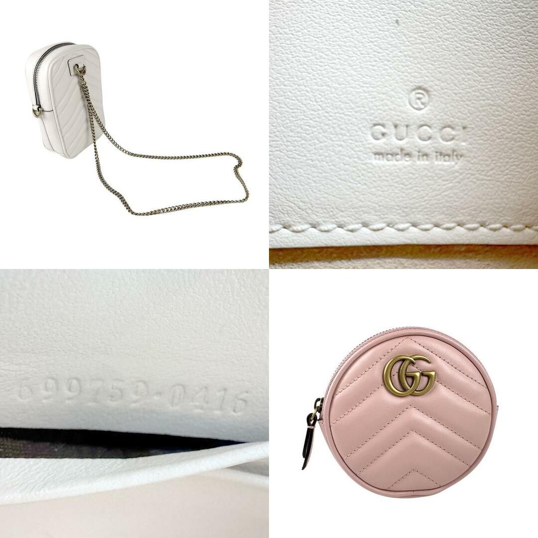 GUCCI - グッチ GUCCI ポーチ GGマーモント レザー ホワイト GUCCI - グッチ GUCCI ポーチ GGマーモント レザー ホワイト
