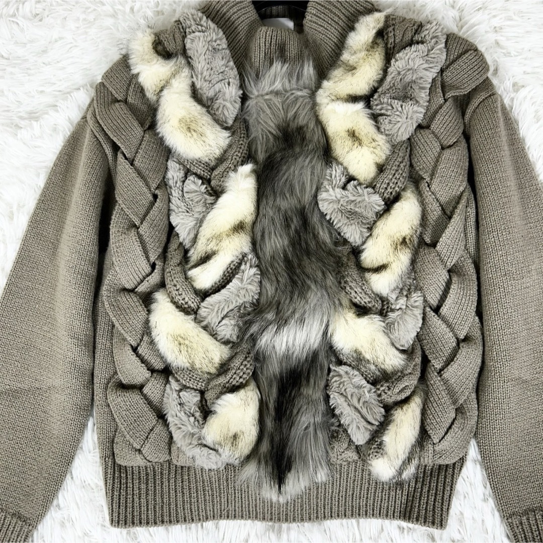 Ameri VINTAGE - 美品✨ AMERI FUR BRAID CABLE KNIT ファー Ameri VINTAGE - 美品✨ AMERI FUR BRAID CABLE KNIT ファー