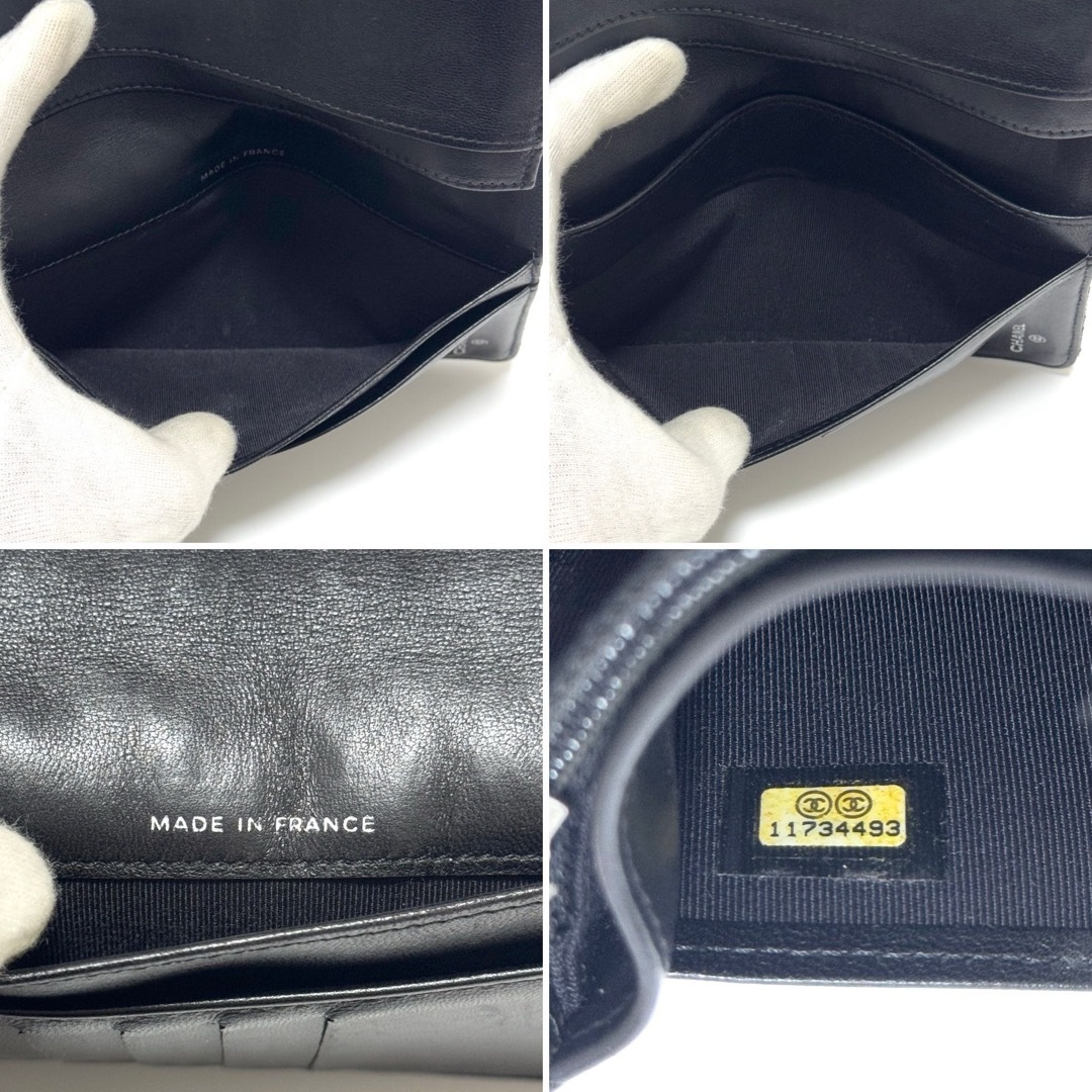 CHANEL - シャネル 長財布 二つ折り財布 ブラック 黒 シルバー CHANEL - シャネル 長財布 二つ折り財布 ブラック 黒 シルバー