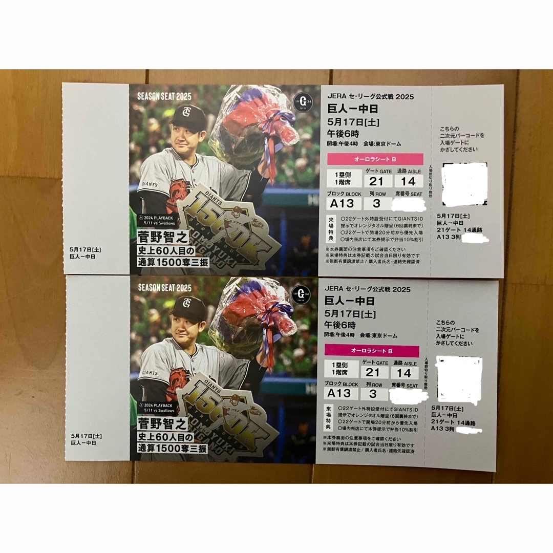 読売ジャイアンツ - 【オーロラシートB】プロ野球ペアチケット 読売ジャイアンツ - 【オーロラシートB】プロ野球ペアチケット