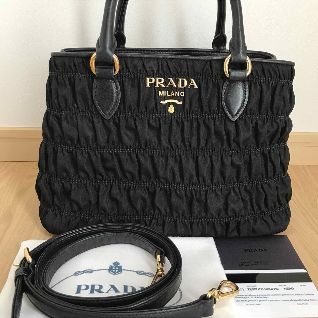 PRADA - 美品 PRADA プラダ 2wayショルダーバッグ 1BA173 黒の PRADA - 美品 PRADA プラダ 2wayショルダーバッグ 1BA173 黒の