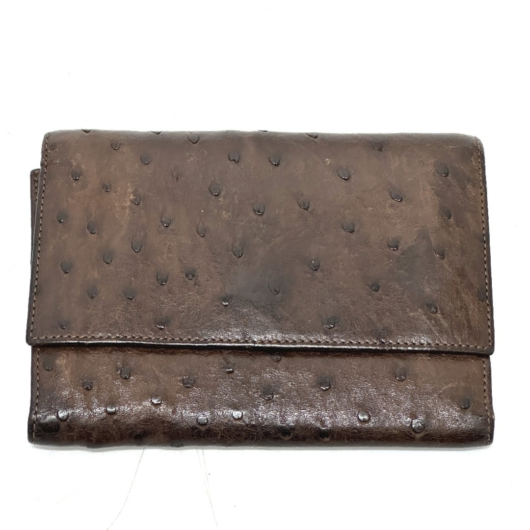 LOEWE - ロエベ LOEWE 3つ折り財布 オーストリッチ ブラウンの LOEWE - ロエベ LOEWE 3つ折り財布 オーストリッチ ブラウンの