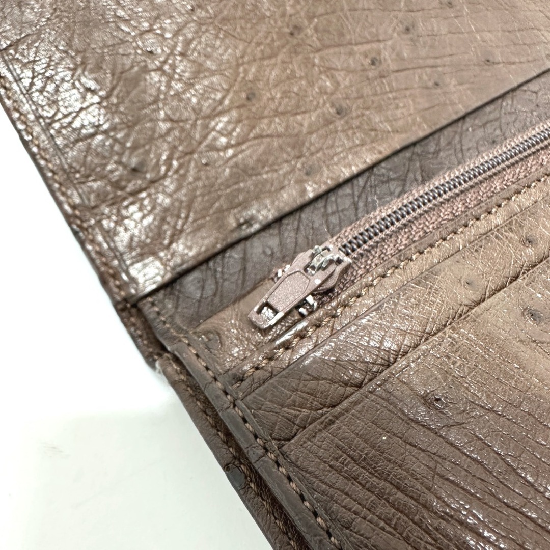 LOEWE - ロエベ LOEWE 3つ折り財布 オーストリッチ ブラウンの LOEWE - ロエベ LOEWE 3つ折り財布 オーストリッチ ブラウンの