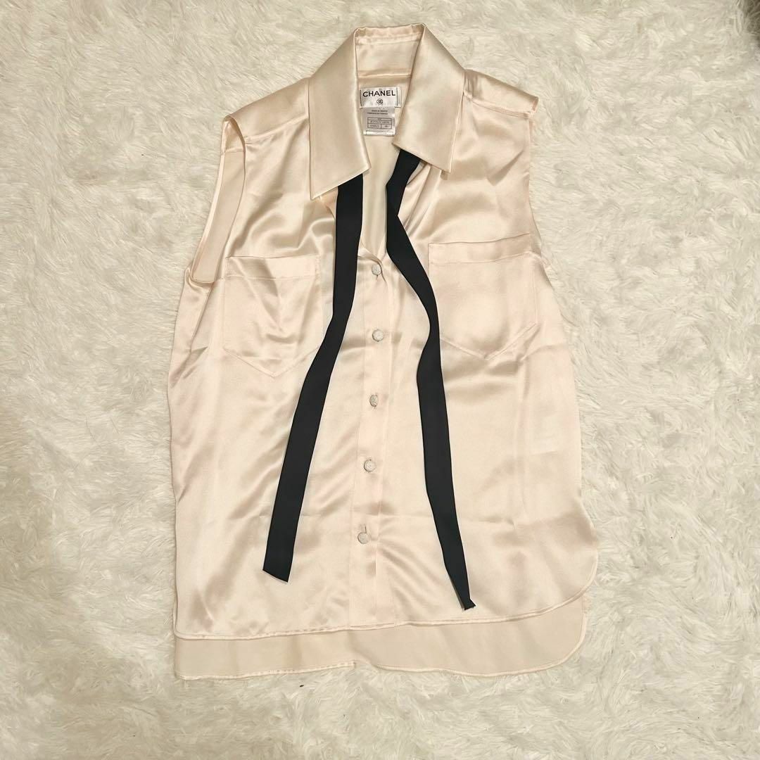 CHANEL - シャネル CHANEL ボウタイ リボン シルク ブラウスの CHANEL - シャネル CHANEL ボウタイ リボン シルク ブラウスの