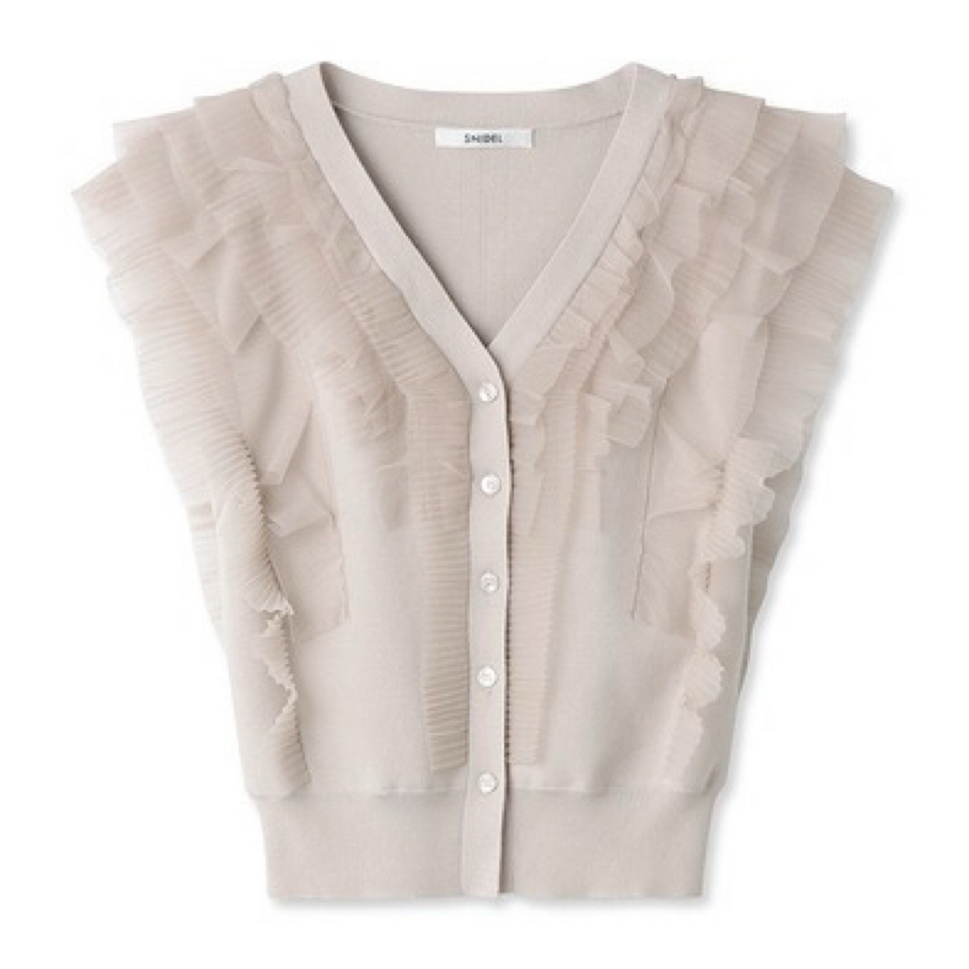 SNIDEL - 美品SNIDEL Sustainableチュールフリルノースリニット SNIDEL - 美品SNIDEL Sustainableチュールフリルノースリニット