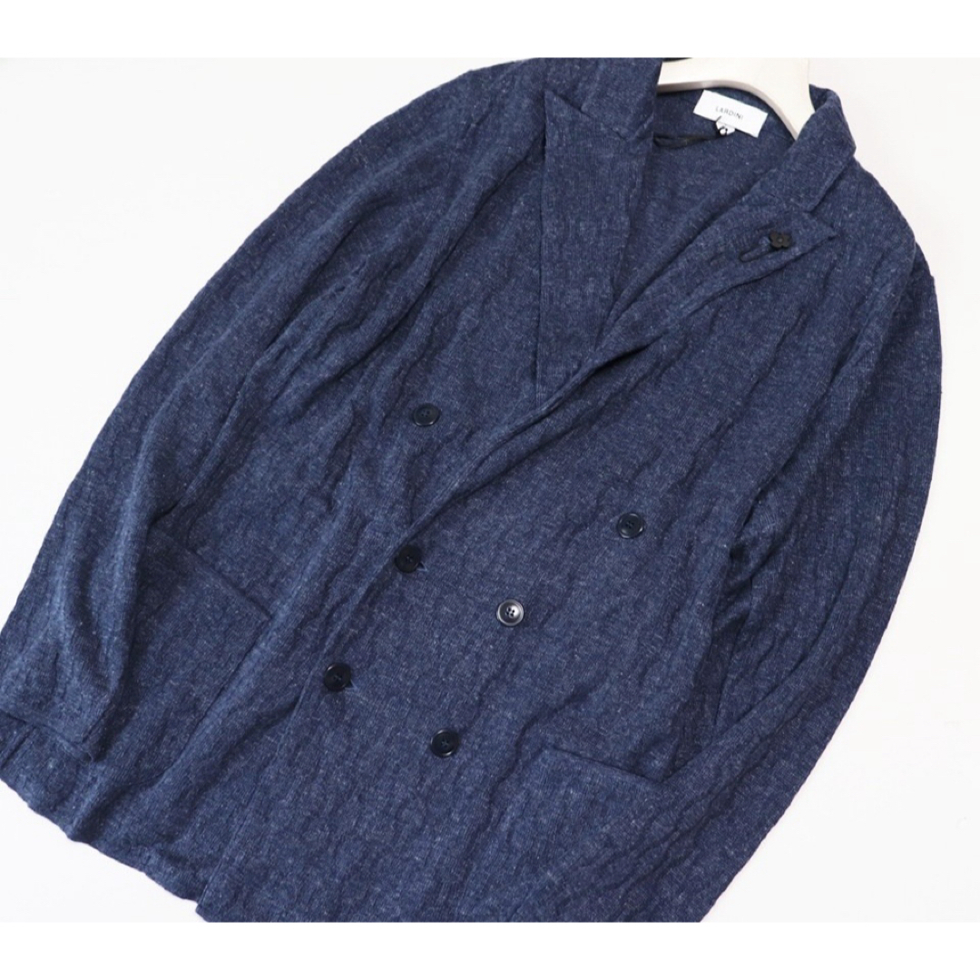 ラルディーニ》新品 イタリア製 春夏 麻100% 6Bニットジャケット ラルディーニ》新品 イタリア製 春夏 麻100% 6Bニットジャケット