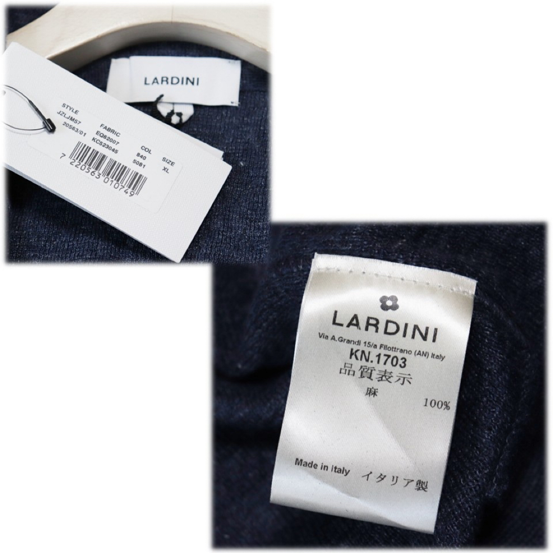 ラルディーニ》新品 イタリア製 春夏 麻100% 6Bニットジャケット ラルディーニ》新品 イタリア製 春夏 麻100% 6Bニットジャケット