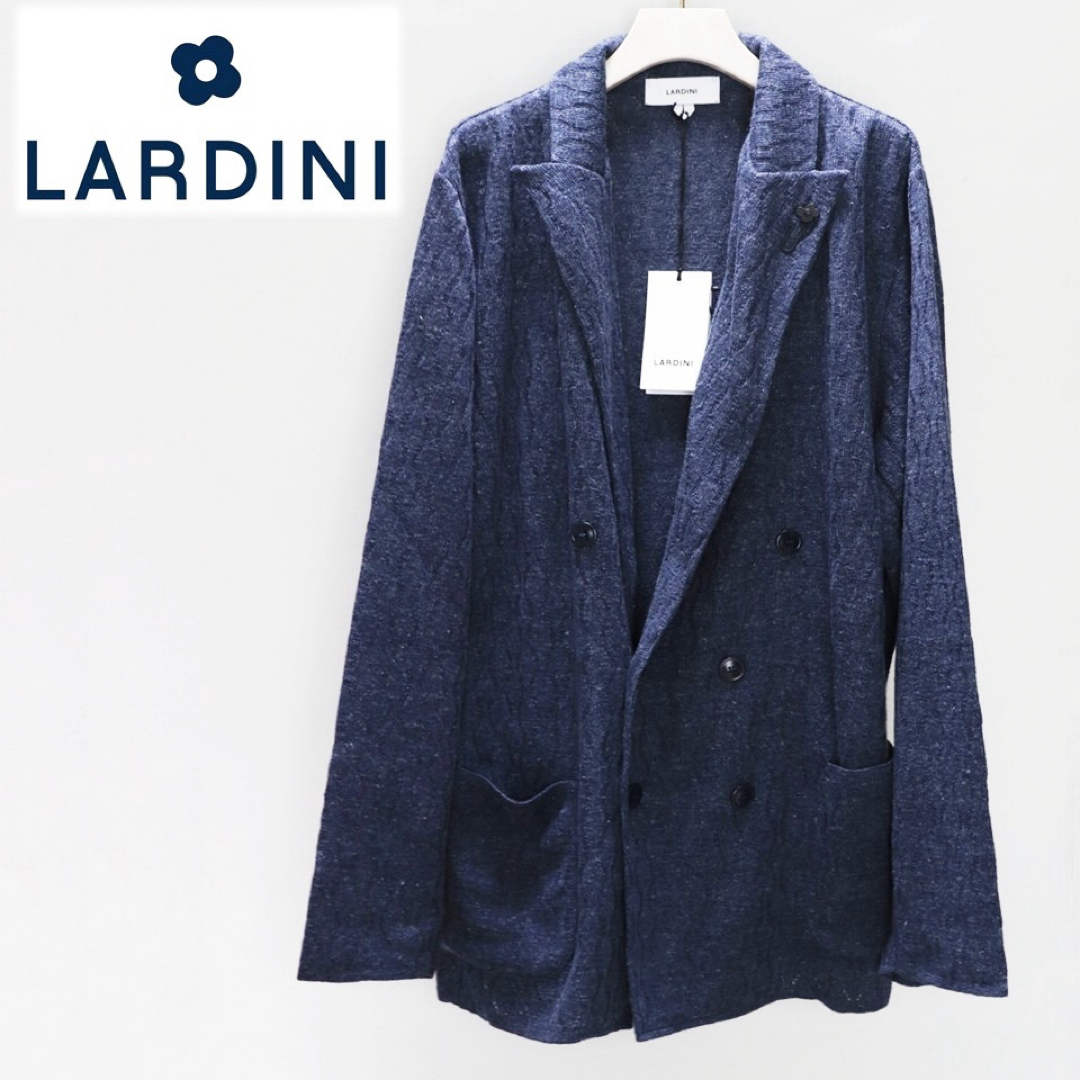 ラルディーニ》新品 イタリア製 春夏 麻100% 6Bニットジャケット ラルディーニ》新品 イタリア製 春夏 麻100% 6Bニットジャケット