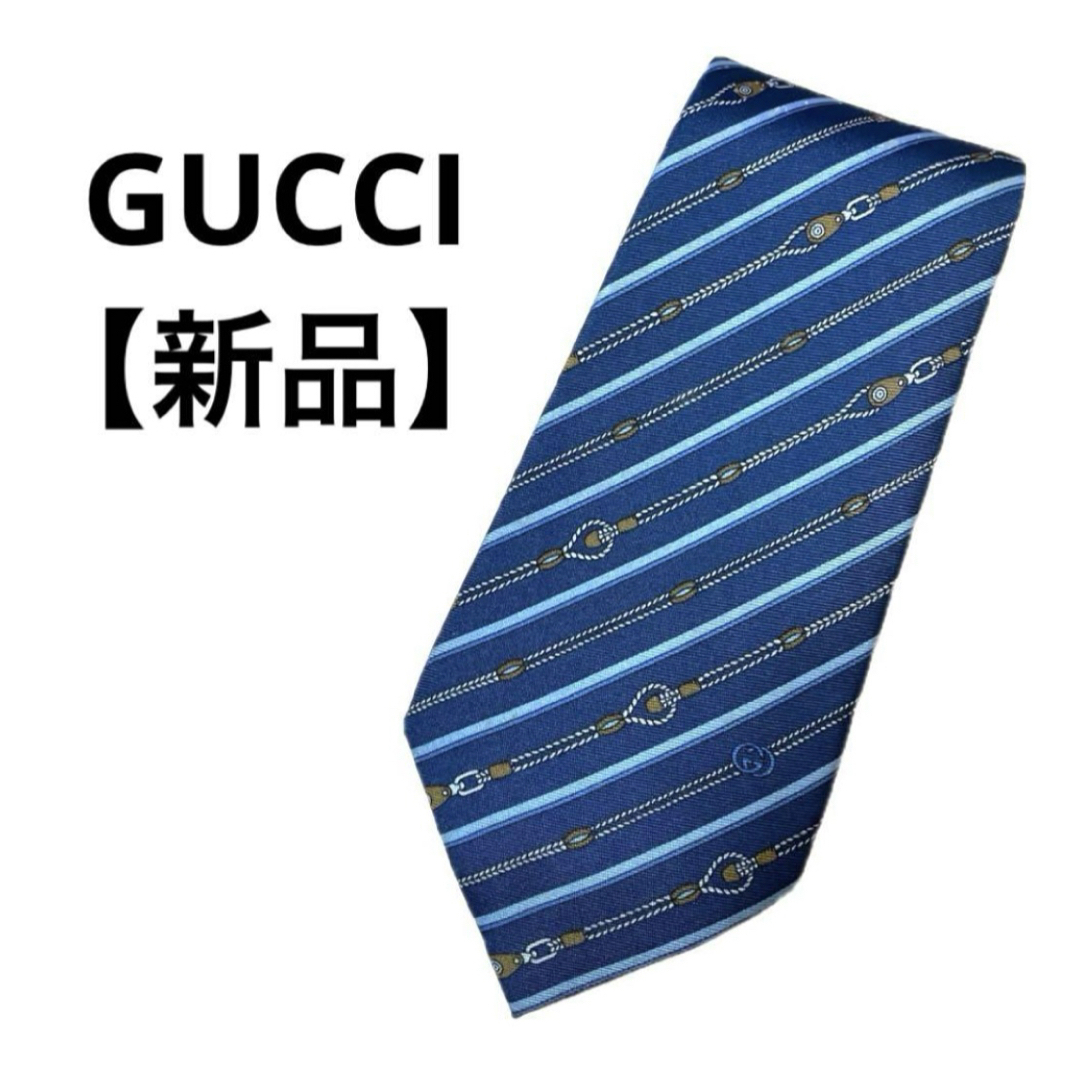 GUCCI - 【新品】GUCCI/グッチ/ネクタイ/ストライプ/GG柄/青 GUCCI - 【新品】GUCCI/グッチ/ネクタイ/ストライプ/GG柄/青