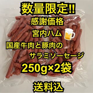 感謝価格　大人気‼️宮内ハム　国産牛肉と豚肉のサラミソーセージ250g×2袋(その他)